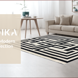 Ultra Soft Area Rug, Non Slip, Stain Resistant, Washable Area Rugs for Living Room, Bedroom, Contemporary Black and Ivory Fusion(Black)