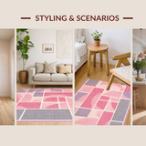 Ultra Soft Area Rug, Non Slip, Stain Resistant, Washable Area Rugs for Living Room, Bedroom, Colorful Child-Friendly Patterned Delight(Pink)