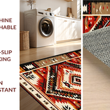 Ultra Soft Area Rug, Non Slip, Stain Resistant, Washable Area Rugs for Living Room, Bedroom, Contemporary Geometric Rustic Charm(Red)