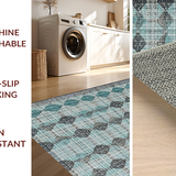 Ultra Soft Area Rug, Non Slip, Stain Resistant, Washable Area Rugs for Living Room, Bedroom, Modern Geometric Rug: Diamond & Stripe Fusion for a Stylish Hallway(Blue)