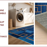 Ultra Soft Area Rug, Non Slip, Stain Resistant, Washable Area Rugs for Living Room, Bedroom, Artistic Blue Brown Abstract Composition(Blue)