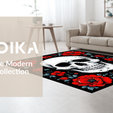 Ultra Soft Area Rug, Non Slip, Stain Resistant, Washable Area Rugs for Living Room, Bedroom, Striking Dark Floral Aesthetic(Red)