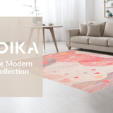 Ultra Soft Area Rug, Non Slip, Stain Resistant, Washable Area Rugs for Living Room, Bedroom, Whimsical Ribbon Swirl Rug with Artistic Bow Motif and Playful Heart Pattern(Pink)