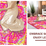 Ultra Soft Area Rug, Non Slip, Stain Resistant, Washable Area Rugs for Living Room, Bedroom, Whimsical Multi-Colored Ogee Design(Pink)