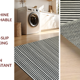 Ultra Soft Area Rug, Non Slip, Stain Resistant, Washable Area Rugs for Living Room, Bedroom, Artisan Woven Monochrome Lined Carpet Layered Doorway Welcome Decor(Black)