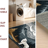 Ultra Soft Area Rug, Non Slip, Stain Resistant, Washable Area Rugs for Living Room, Bedroom, Sophisticated Vintage Mountain Landscape(Gray)