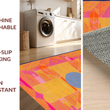 Ultra Soft Area Rug, Non Slip, Stain Resistant, Washable Area Rugs for Living Room, Bedroom, Eclectic Round Color Splash Design(Orange)