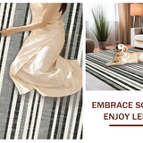 Ultra Soft Area Rug, Non Slip, Stain Resistant, Washable Area Rugs for Living Room, Bedroom, Contemporary Linear Rug With Parallel Bands Woven Entryway Decor(Black)