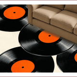 Ultra Soft Area Rug, Non Slip, Stain Resistant, Washable Area Rugs for Living Room, Bedroom, Retro Vinyl Record Patio Wear-Resistant Area Mat(Black)