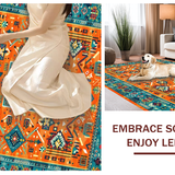 Ultra Soft Area Rug, Non Slip, Stain Resistant, Washable Area Rugs for Living Room, Bedroom, Eclectic Vintage Geometric Textures(Orange)