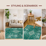 Ultra Soft Area Rug, Non Slip, Stain Resistant, Washable Area Rugs for Living Room, Bedroom, Forest Palette Timeless Design(Green)