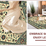 Ultra Soft Area Rug, Non Slip, Stain Resistant, Washable Area Rugs for Living Room, Bedroom, Natural Green Entryway Rug with Intricate Details(Beige)