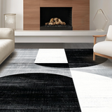 Ultra Soft Area Rug, Non Slip, Stain Resistant, Washable Area Rugs for Living Room, Bedroom, Dynamic Silver Lattice Arrangement(Black)