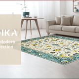 Ultra Soft Area Rug, Non Slip, Stain Resistant, Washable Area Rugs for Living Room, Bedroom, Chic Modern Cream Tiled Design(White)