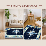 Ultra Soft Area Rug, Non Slip, Stain Resistant, Washable Area Rugs for Living Room, Bedroom, Contemporary Marine Inspired Design(Blue)