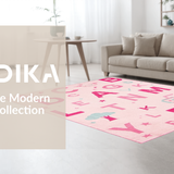 Ultra Soft Area Rug, Non Slip, Stain Resistant, Washable Area Rugs for Living Room, Bedroom, Bright Playful Round Letter Design(Pink)