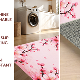 Ultra Soft Area Rug, Non Slip, Stain Resistant, Washable Area Rugs for Living Room, Bedroom, Delicate Cherry Petal Motif(Pink)