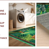 Ultra Soft Area Rug, Non Slip, Stain Resistant, Washable Area Rugs for Living Room, Bedroom, Vibrant Eco-Friendly Creature Motif(Green)