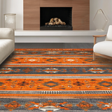 Ultra Soft Area Rug, Non Slip, Stain Resistant, Washable Area Rugs for Living Room, Bedroom, Elegant Oval Shape with Depth(Orange)