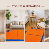 Ultra Soft Area Rug, Non Slip, Stain Resistant, Washable Area Rugs for Living Room, Bedroom, Striking Graphic Tech-Inspired Design(Orange)