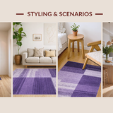 Ultra Soft Area Rug, Non Slip, Stain Resistant, Washable Area Rugs for Living Room, Bedroom, Floral Gray Purple Contrast(Purple)
