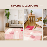 Ultra Soft Area Rug, Non Slip, Stain Resistant, Washable Area Rugs for Living Room, Bedroom, Chic Abstract Geometric Motif(Pink)