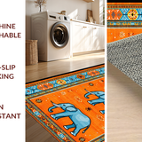 Ultra Soft Area Rug, Non Slip, Stain Resistant, Washable Area Rugs for Living Room, Bedroom, Charming Color Splash Medallion(Orange)