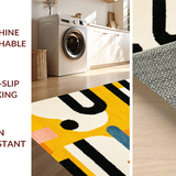 Ultra Soft Area Rug, Non Slip, Stain Resistant, Washable Area Rugs for Living Room, Bedroom, Chic Modern Lettering Aesthetic(Yellow)