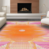 Ultra Soft Area Rug, Non Slip, Stain Resistant, Washable Area Rugs for Living Room, Bedroom, Chic Modern Circular Artistry(Orange)