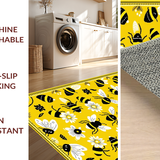 Ultra Soft Area Rug, Non Slip, Stain Resistant, Washable Area Rugs for Living Room, Bedroom, Contemporary Bee Theme Accent Piece(Yellow)