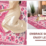 Ultra Soft Area Rug, Non Slip, Stain Resistant, Washable Area Rugs for Living Room, Bedroom, Retro Floral Nursery Carpet for Girls Room(Pink)