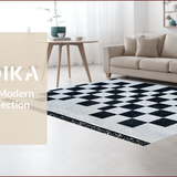 Ultra Soft Area Rug, Non Slip, Stain Resistant, Washable Area Rugs for Living Room, Bedroom, Modern Black and White Non-Slip Playroom Rug(Black)