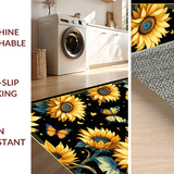 Ultra Soft Area Rug, Non Slip, Stain Resistant, Washable Area Rugs for Living Room, Bedroom, Contemporary Rustic Floral Fusion(Yellow)