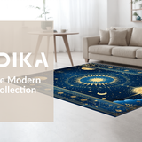 Ultra Soft Area Rug, Non Slip, Stain Resistant, Washable Area Rugs for Living Room, Bedroom, Radiant Celestial Inspired Artwork(Blue)