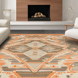 Ultra Soft Area Rug, Non Slip, Stain Resistant, Washable Area Rugs for Living Room, Bedroom, Chic Earthy Geometric Layout(Orange)