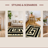 Ultra Soft Area Rug, Non Slip, Stain Resistant, Washable Area Rugs for Living Room, Bedroom, Glamorous Black Gold Geometric Design(Gold)