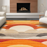 Ultra Soft Area Rug, Non Slip, Stain Resistant, Washable Area Rugs for Living Room, Bedroom, Whimsical Floral Print with Soft Shades(Orange)
