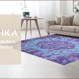Ultra Soft Area Rug, Non Slip, Stain Resistant, Washable Area Rugs for Living Room, Bedroom, Luxurious Textured Geometric Layout(Blue)