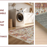 Ultra Soft Area Rug, Non Slip, Stain Resistant, Washable Area Rugs for Living Room, Bedroom, Elegant Earthy Floral Aesthetic(Gray)