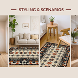Ultra Soft Area Rug, Non Slip, Stain Resistant, Washable Area Rugs for Living Room, Bedroom, Tribal Chic Earthy Aesthetic(Gray)