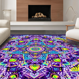 Ultra Soft Area Rug, Non Slip, Stain Resistant, Washable Area Rugs for Living Room, Bedroom, Whimsical Mandala Color Fusion(Purple)