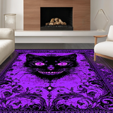 Ultra Soft Area Rug, Non Slip, Stain Resistant, Washable Area Rugs for Living Room, Bedroom, Gothic Cat Skull Aesthetic(Purple)