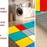 Ultra Soft Area Rug, Non Slip, Stain Resistant, Washable Area Rugs for Living Room, Bedroom, Fun Light Gray Patterned Canvas(Blue)