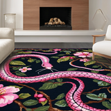 Ultra Soft Area Rug, Non Slip, Stain Resistant, Washable Area Rugs for Living Room, Bedroom, Chic Floral Medley Design(Black)