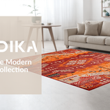 Ultra Soft Area Rug, Non Slip, Stain Resistant, Washable Area Rugs for Living Room, Bedroom, Dynamic Handcrafted Striped Accent(Red)