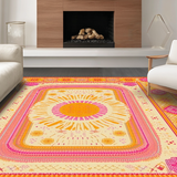 Ultra Soft Area Rug, Non Slip, Stain Resistant, Washable Area Rugs for Living Room, Bedroom, Enchanting Colorful Dreamscape Theme(Orange)