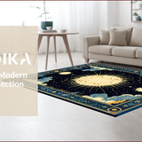 Ultra Soft Area Rug, Non Slip, Stain Resistant, Washable Area Rugs for Living Room, Bedroom, Elegant Cosmic Crescent Motif(Blue)