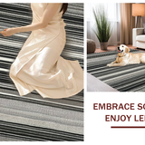 Ultra Soft Area Rug, Non Slip, Stain Resistant, Washable Area Rugs for Living Room, Bedroom, KaHouen Monochrome Striped Carpet(Black)