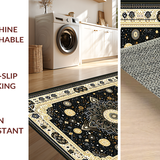 Ultra Soft Area Rug, Non Slip, Stain Resistant, Washable Area Rugs for Living Room, Bedroom, Rustic Textured Circular Decorative Piece(Black)
