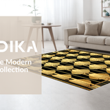 Ultra Soft Area Rug, Non Slip, Stain Resistant, Washable Area Rugs for Living Room, Bedroom, Chic Lattice Style in Black Gold(Gold)